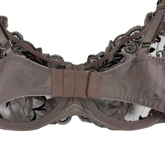 Soma Womens Brown Embroidered Lace Unlined Wired Back Close Sheer Bra sz 34C - Picture 12 of 16